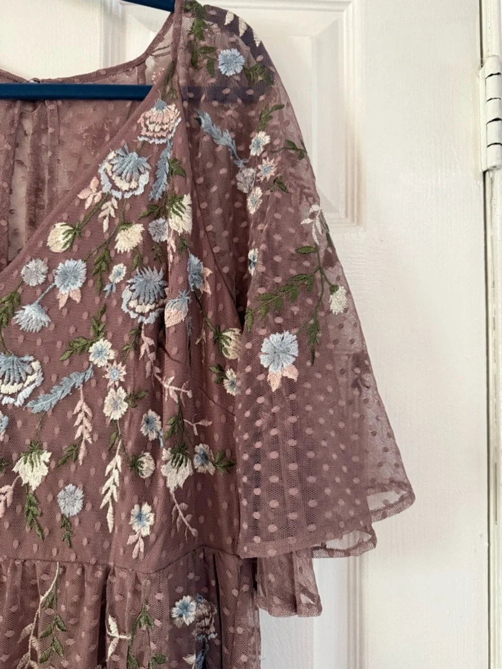 ASOS Dusty Mauve Lace Floral Dress - Picture 2 of 10